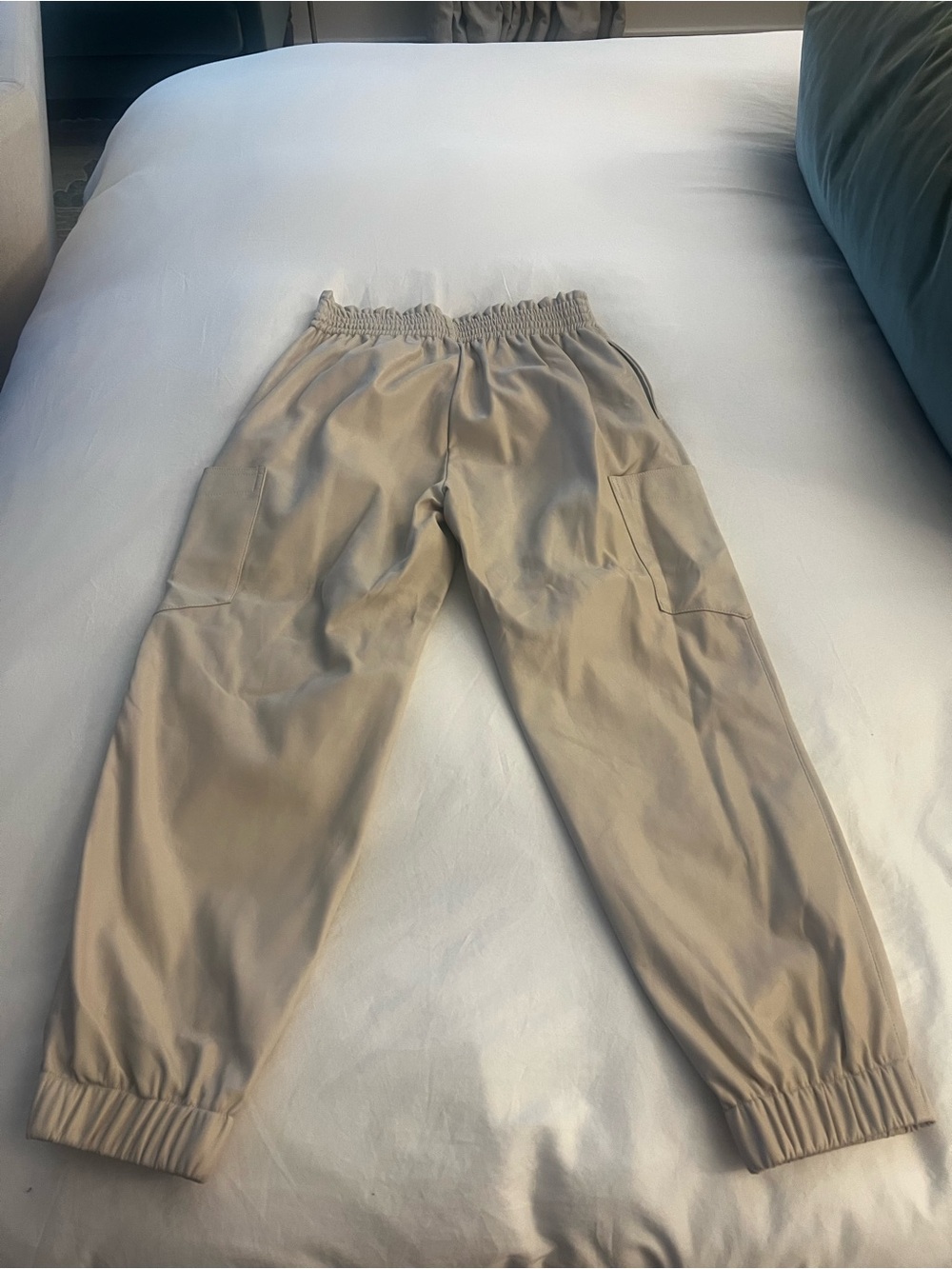 Mustard Seed Faux Leather Cargo Jogger Pants – Taupe – Size Medium